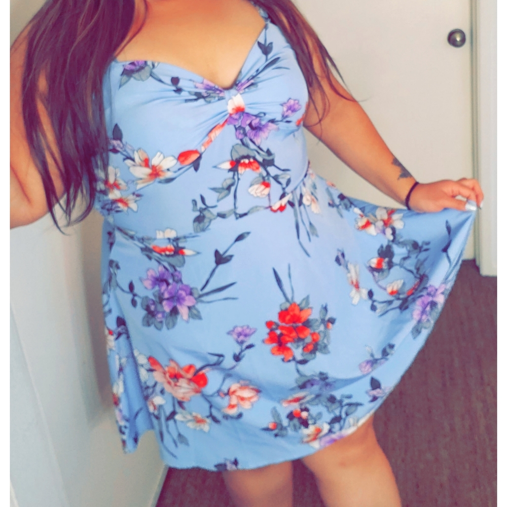 NWOT baby blue floral cami dress